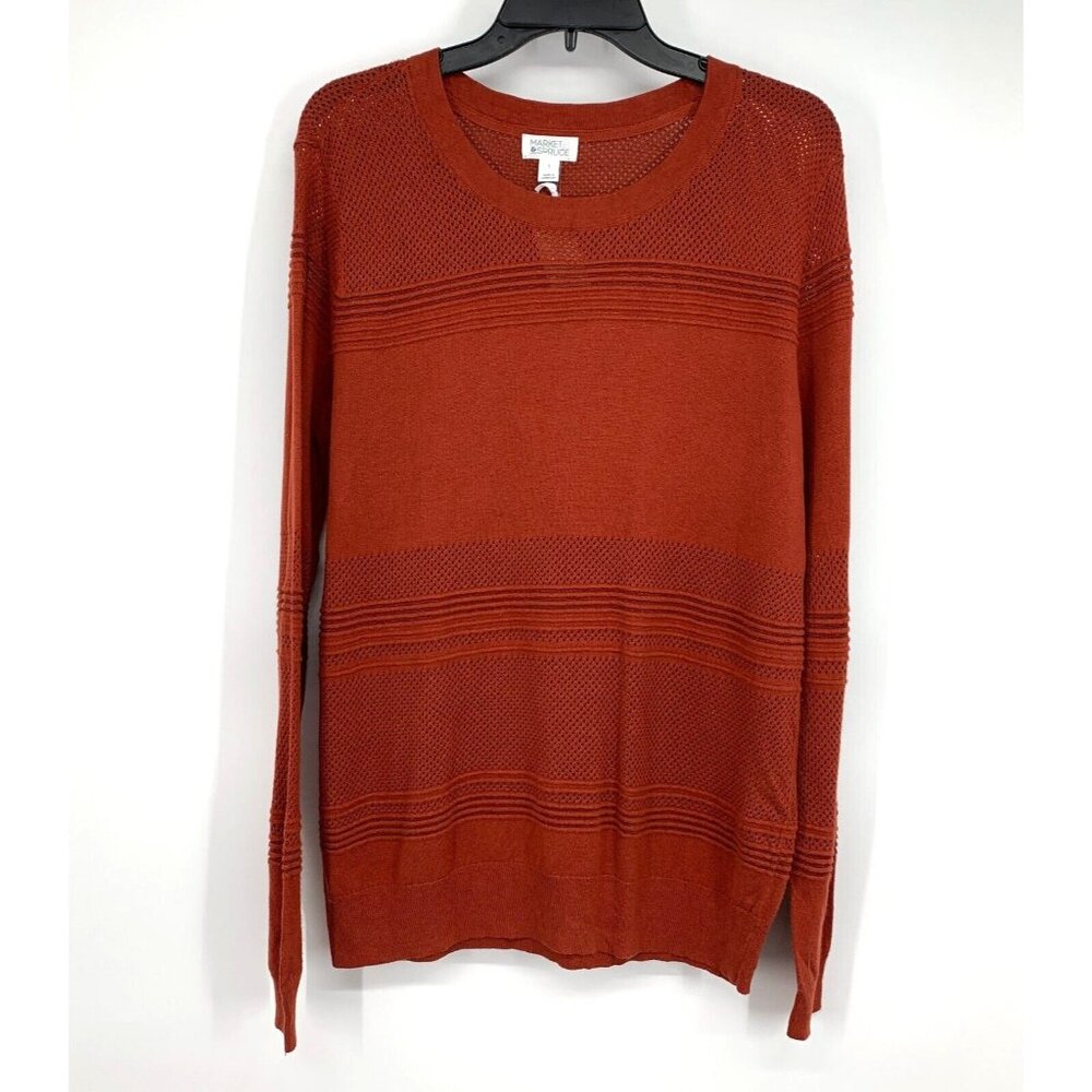 Market & Spruce Sweater Rowan Textured Cotton Blend Pullover NWT - Picture 2 of 10